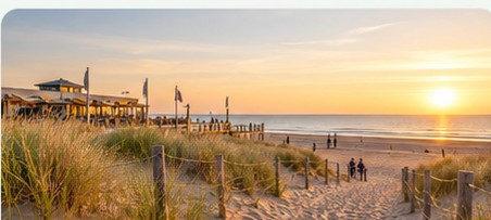 Wide sandy Noordwijk Beach on the Dutch North Sea coast near Keukenhof